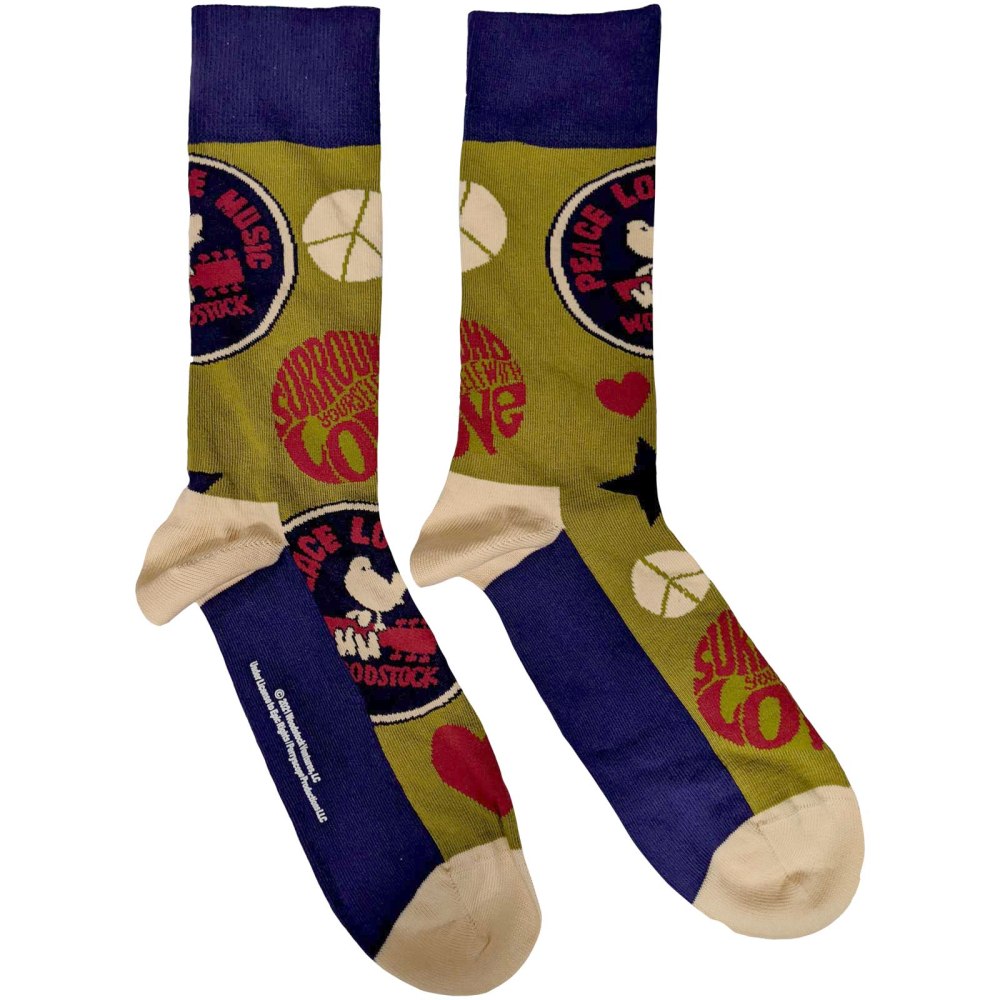 Woodstock - Peace Love Music Chaussettes - EU 40-45 - Multicolore